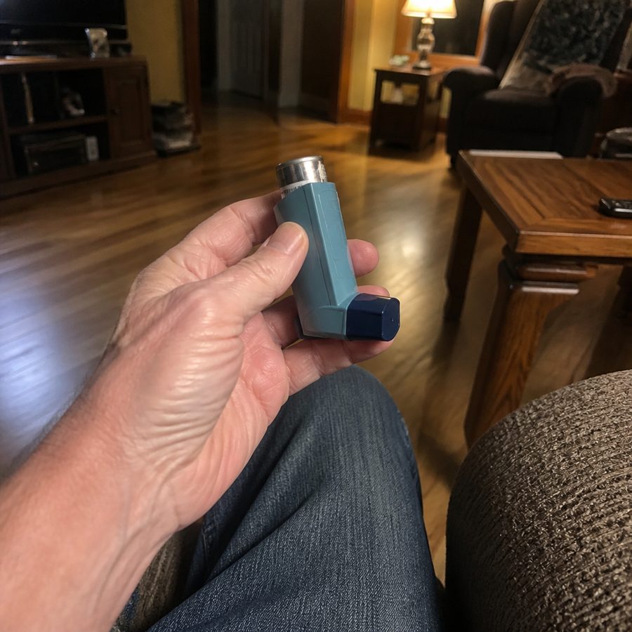 Holding a rescue inhaler