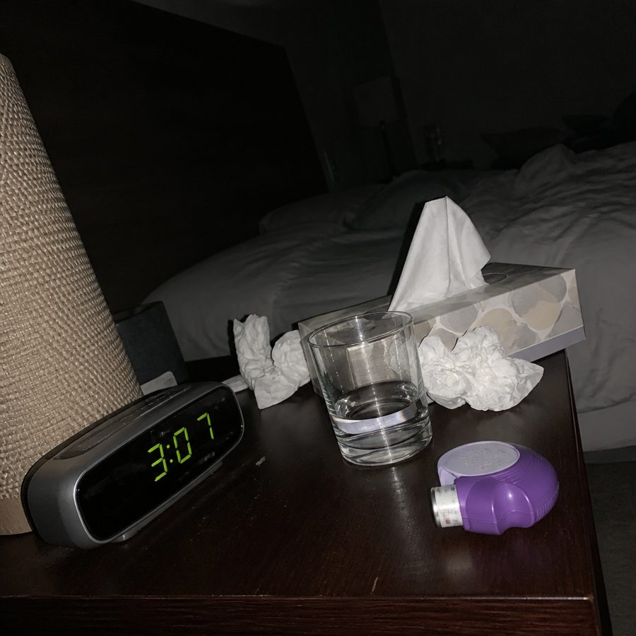 A bedside table at 3 AM